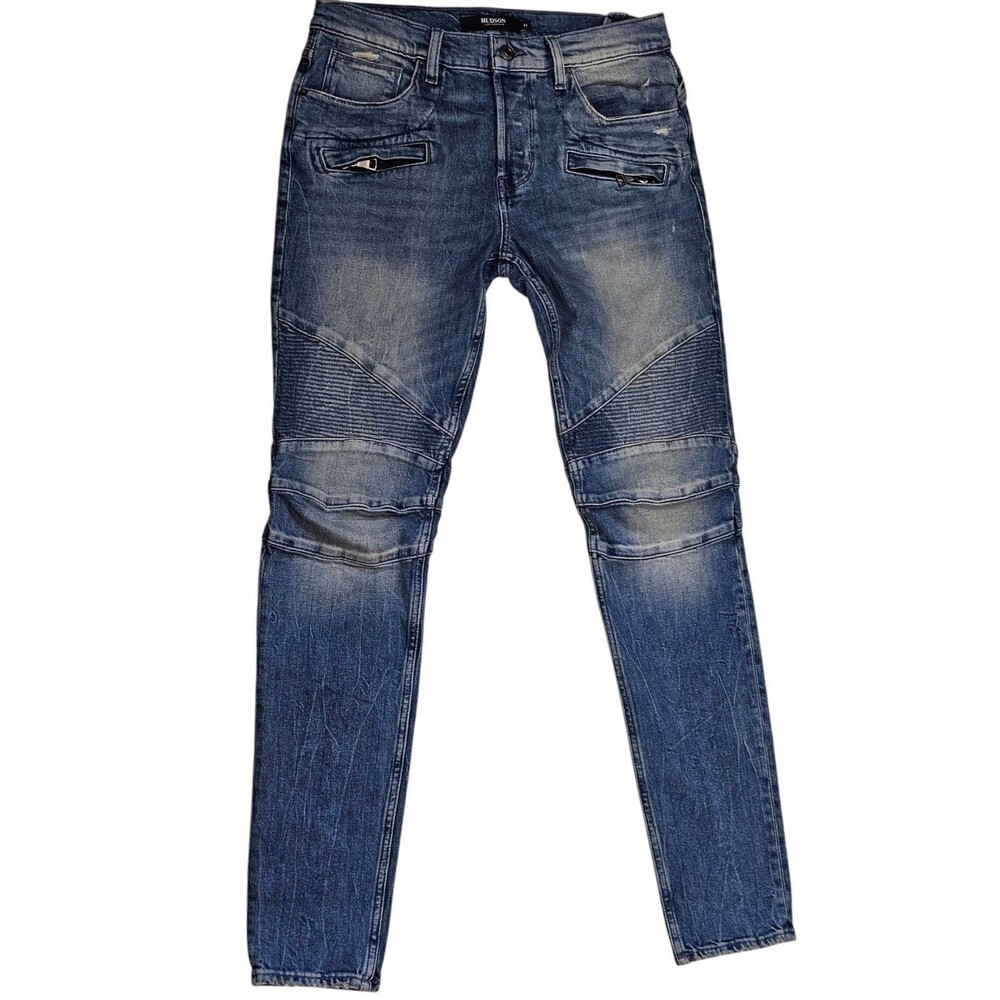 Hudson Blinder V2 Biker Skinny Mens 32x32.5 Stretch Denim Motorcycle Slim Jeans